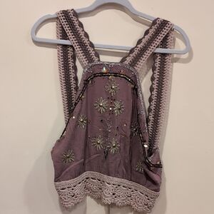 Oli & Hali Purple Embellished Crop Tank